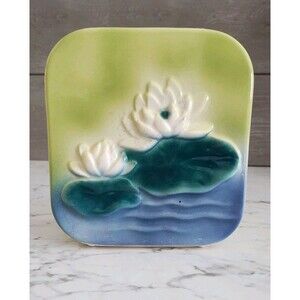 MCM Royal Copley The Water Lily Planter Square Art Pottery Vase Vintage